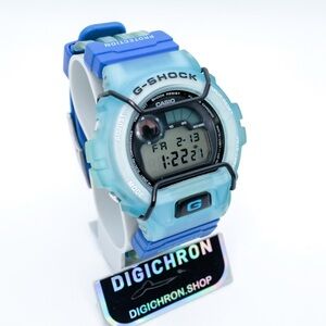 Casio 1997 G-Shock DW-6900 Clear Blue Import 48mm Vintage Watch